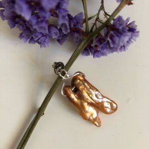 / SOLD / Baroque orange pearls earring back